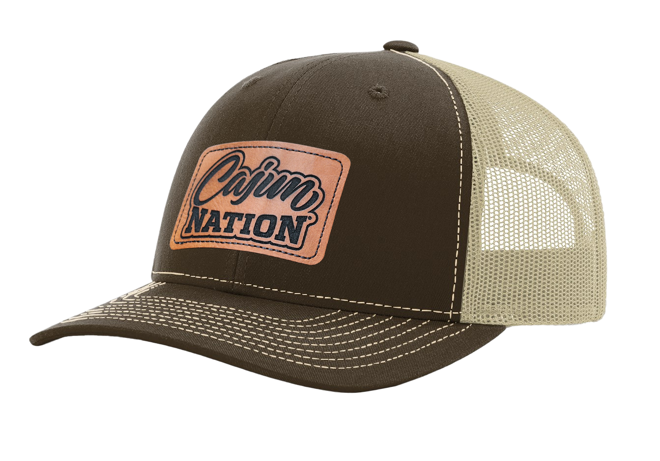Brown Snap Back with the Leather Cajun Nation Patch