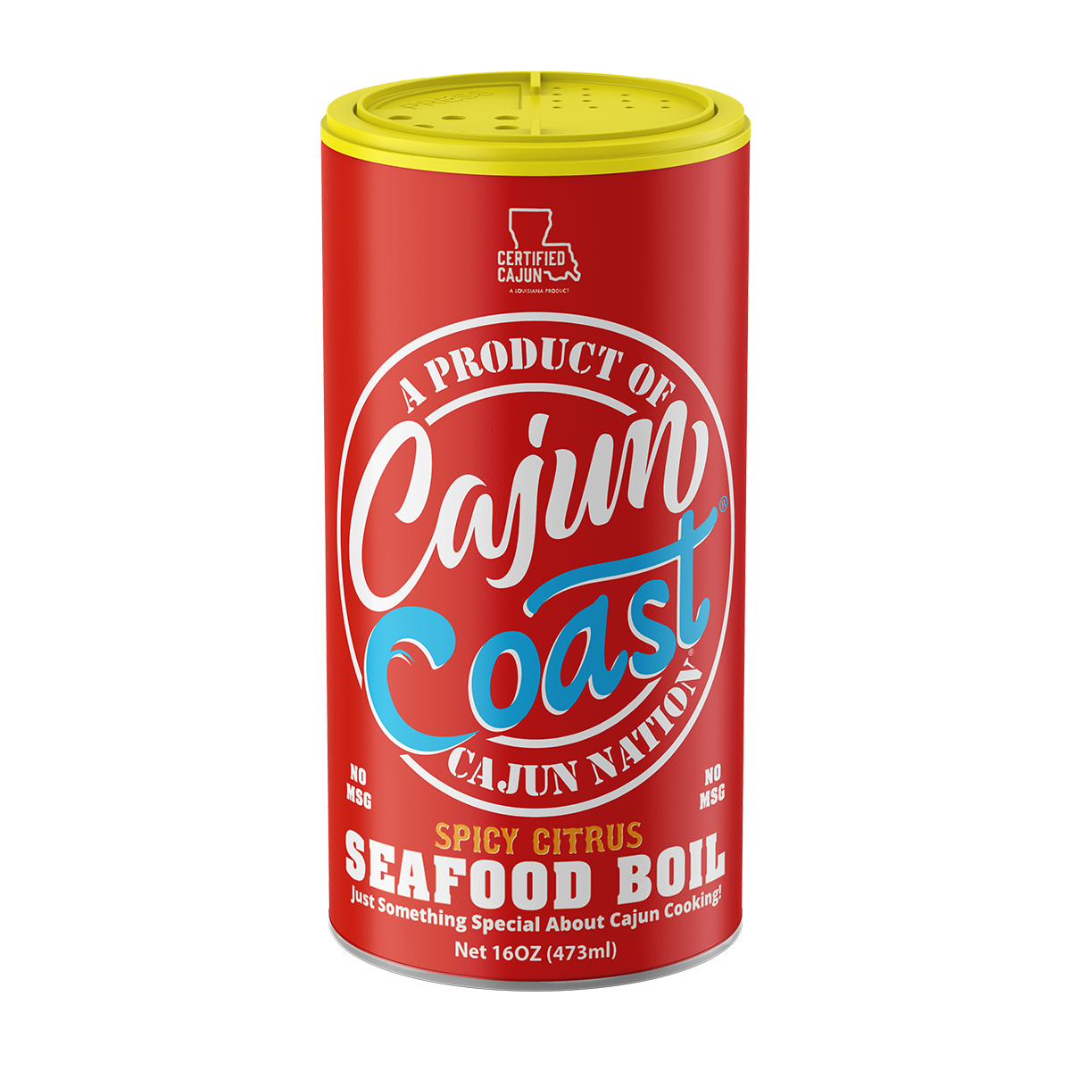  Cajun Coast Spicy Citrus Seafood Boil with NO MSG and Gluten Free is a Certified Cajun 16 oz flavorful spicy citrus seasoning blend of Cajun Spices that contains 310mg of Sodium blended for the Home Chef.