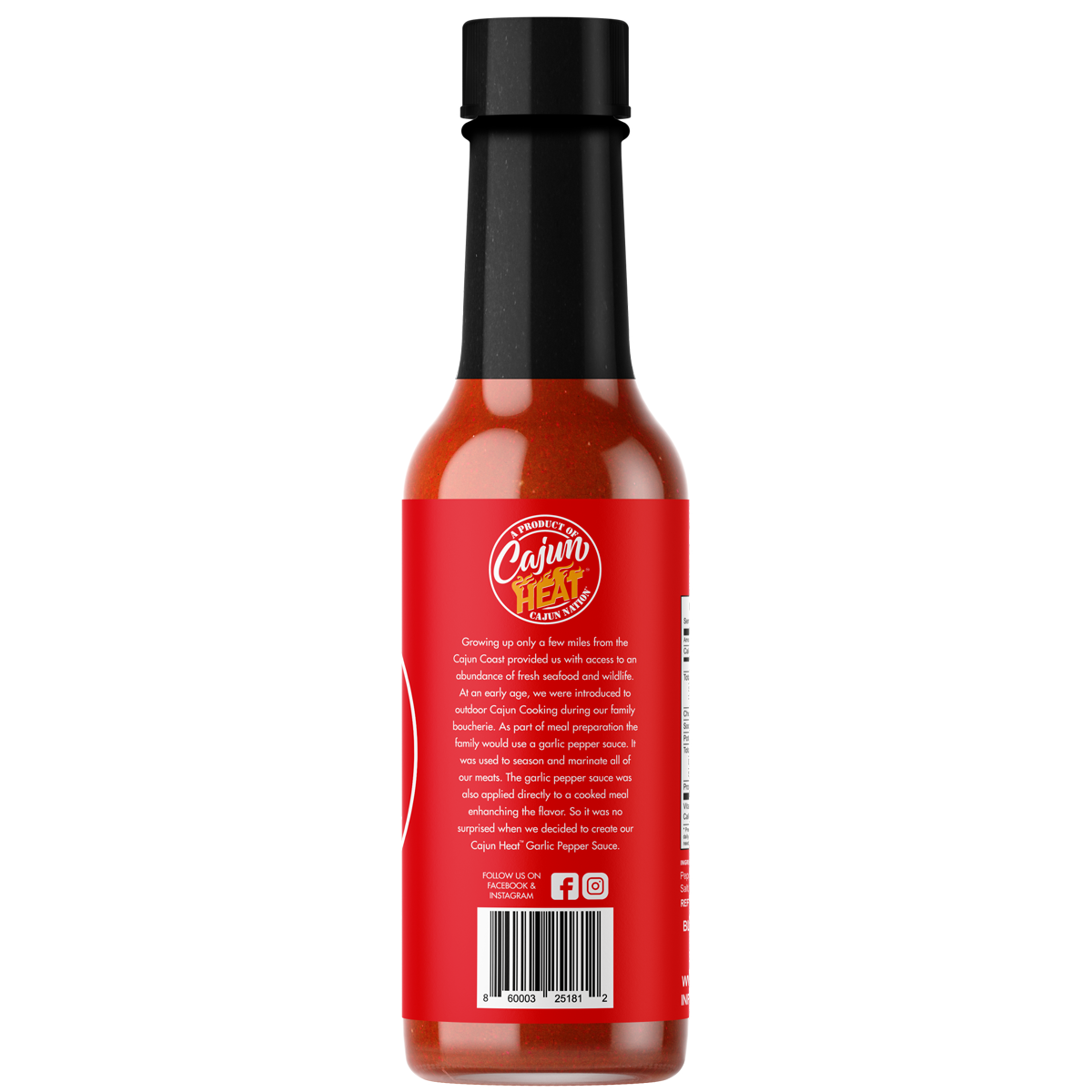  Cajun Heat Garlic Pepper Sauce is a Certified Cajun LOW SODIUM 5 oz flavorful blend of Cajun Red Peppers and Garlic Juice with No MSG blended for the Home Chef. It contains 100mg of sodium.