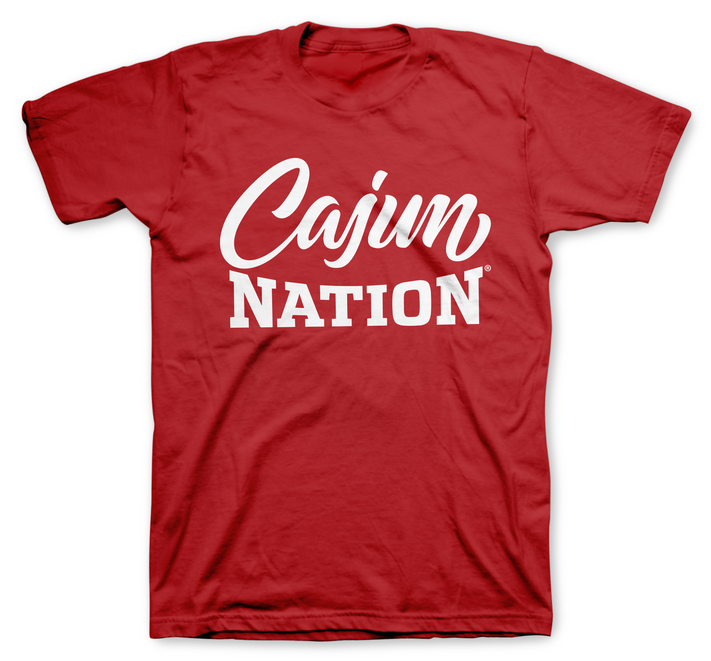Cajun Nation Red Classic T-Shirt 4.3 oz., preshrunk 100% combed ring-spun cotton Seamed collar Shoulder-to shoulder tape Features a TearAway label Tubular construction Semi-fitted Double-needle sleeve and bottom hem Oeko-Tex® Standard 100 Certified Plastisol print