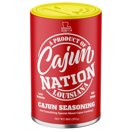 GEAUX GET THE RED CAN - Cajun Nation Cajun Seasoning is a Certified Cajun 8oz flavorful LOW SODIUM (140mg) Cajun Seasoning blend of Cajun Spices with No MSG  and GLUTEN FREE blended for the Home Chef.