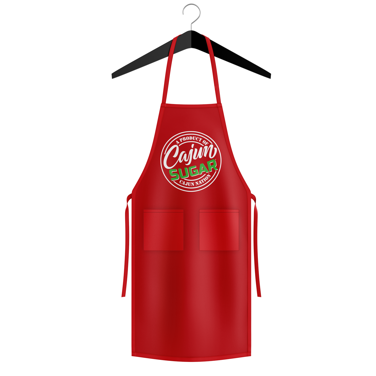 Cajun Sugar Chef Red Apron Length 34 Inches x Width 30 Inches (One Size Fits Most) Apron Length Type Mid-Length Color Red Features With Pockets Material Poly-Cotton Twill Number of Pockets 2 Type Bib Aprons Plastisol print